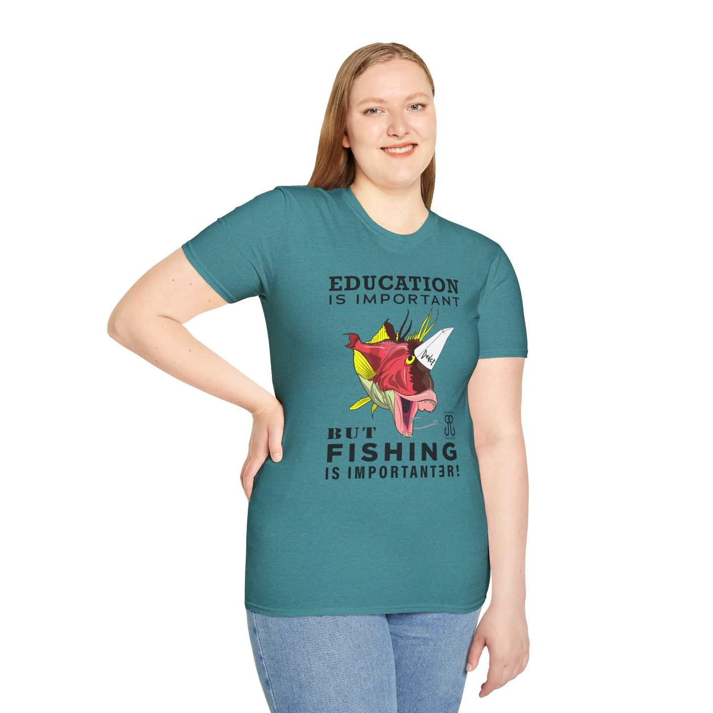 Fishing is Importanter Unisex Softstyle T-Shirt