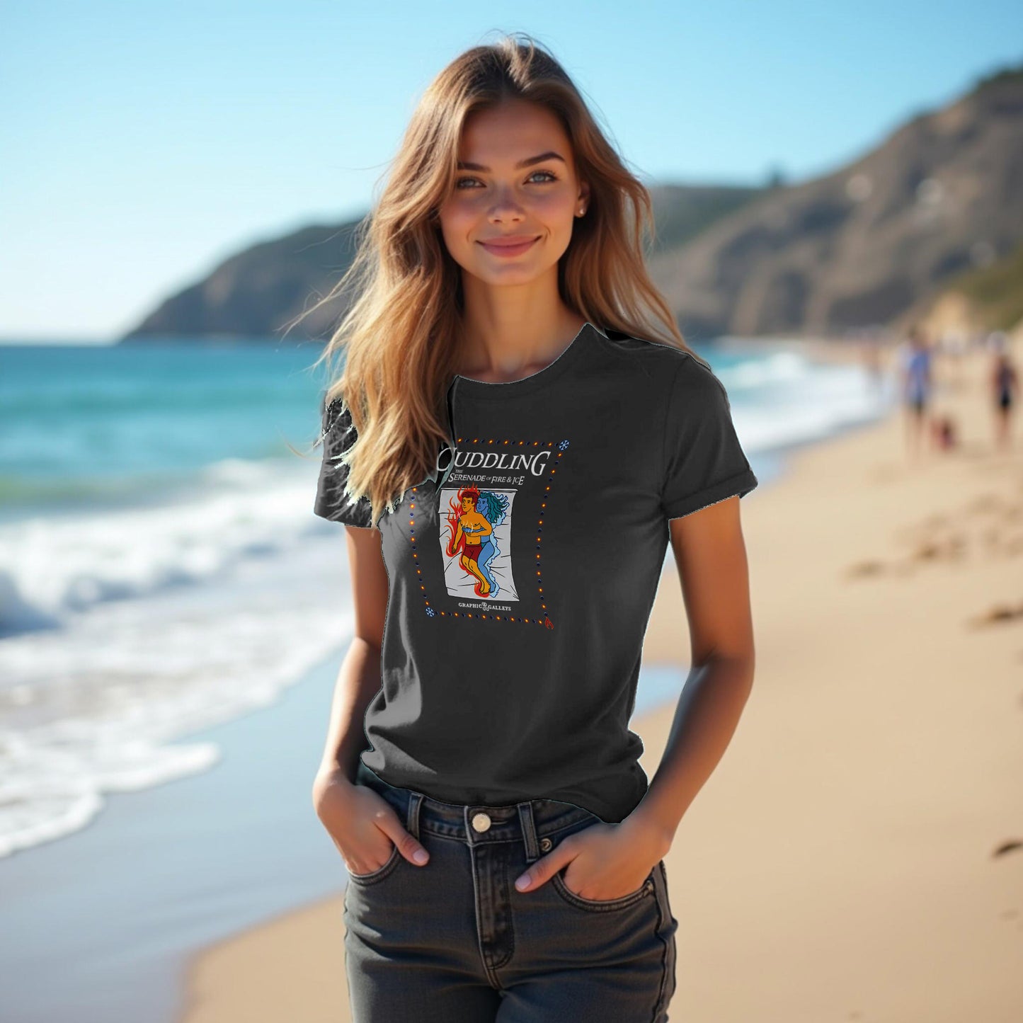 Funny Cuddling Fire and Ice Medieval Vintage T-Shirt