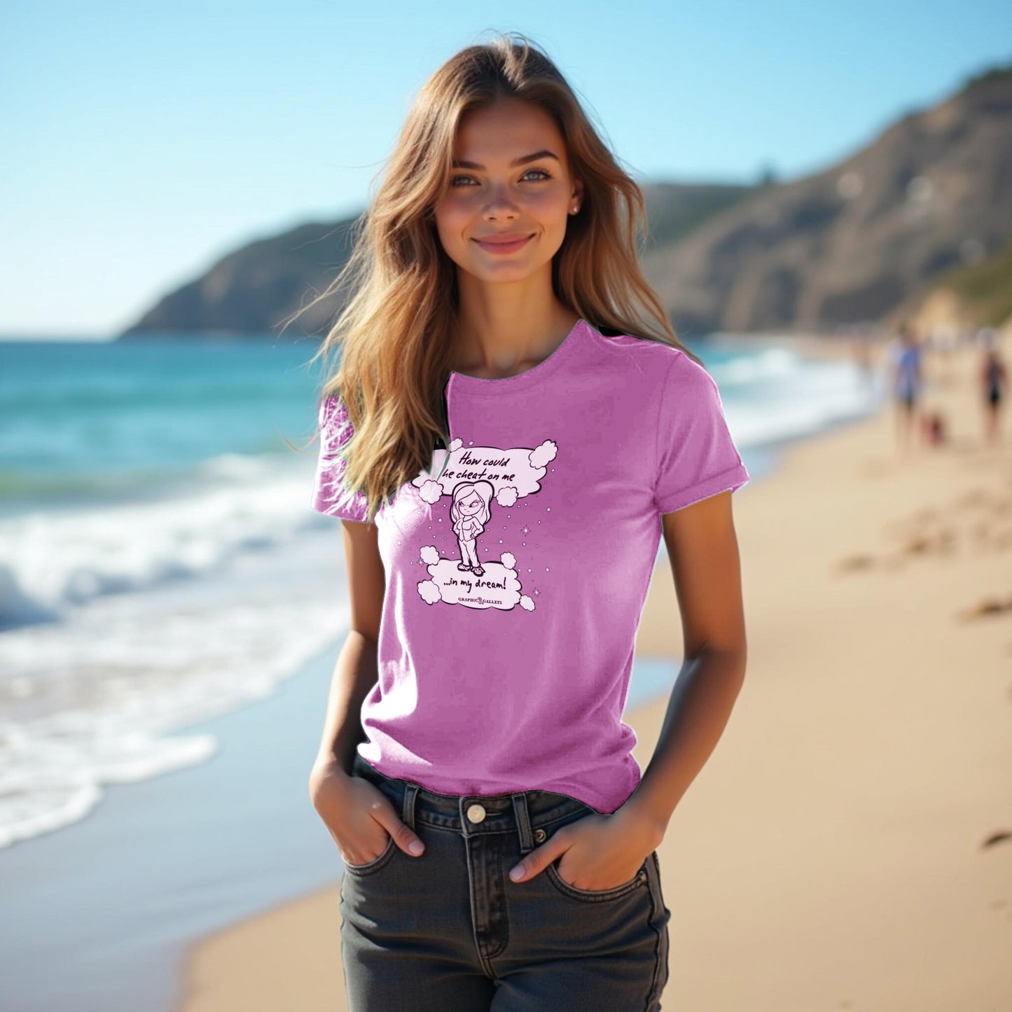 "How could he cheat on me... my dream!" Cute Funny Feminine Graphic T-Shirt