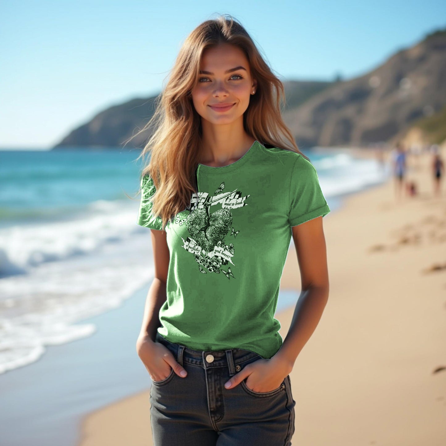 "Why Would You Want to Break a Perfectly Good Heart" Swiftie Fan T-Shirt — Vintage Graphics with Flowers, Banner, & Butterflies