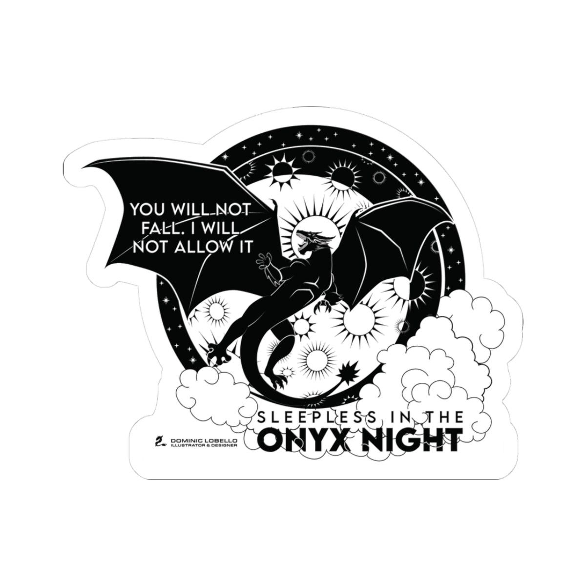 Tairn / Swiftie Opalite Fanart Sticker — “You will not fall. I will not let you.”/ "sleepless in the onyx night,"